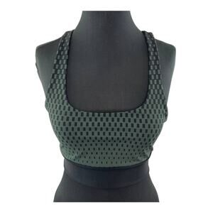 VIMMIA Racerback Sports Bra Green Black Square Printed Square Neck Pullover XS